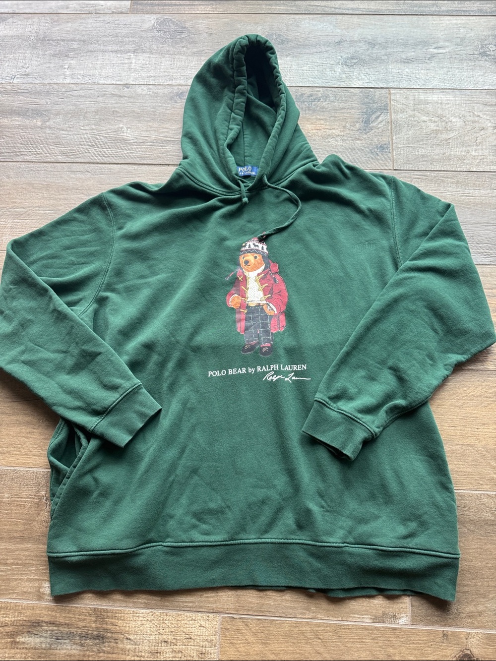 Like new Polo by Ralph Lauren Green Polo Bear Pullover sweatshirt Hoodie